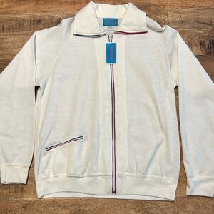 GoldWin Sports Wear VTG  Full Zip Sweater Cream Blue  & Red Sweater Jacket (5)
